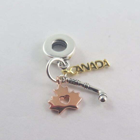 Pandora Canadian Maple Leaf Hockey Stick Charm S925 (T41) - Picture 1 of 4